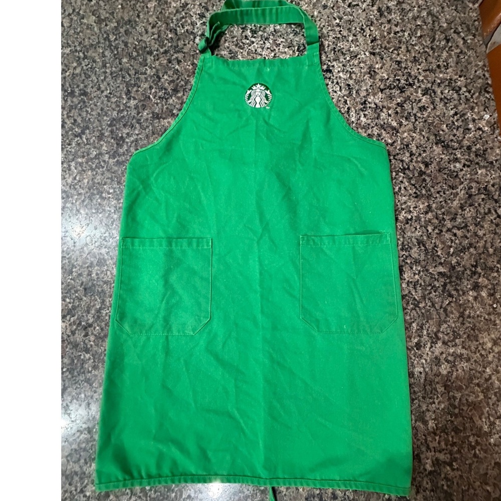 Starbucks Barista Apron Green Siren Logo Embroidered Two Pocket Uniform Bib